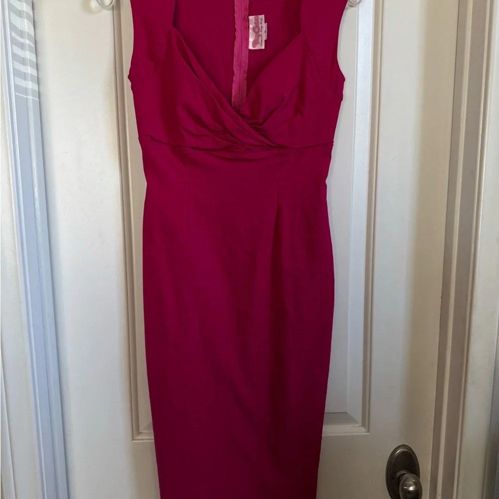 Pinup Couture “Erin” 1950s style Hot Pink Wiggle Dress Size M - Picture 1 of 8